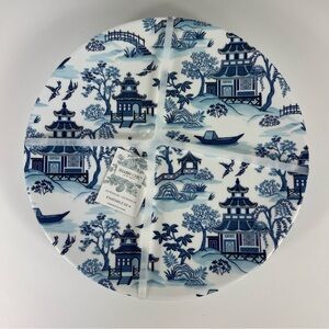 Shabby Chic Melamine Chinoiserie Dinner Plates Blue Willow 11" Set of 4 NEW